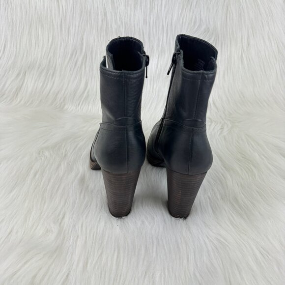 Wmns Lucky Brand Quintei Leather Zipper Western Ankle Boots Booties Sz 8.5M Blk - Picture 13 of 13